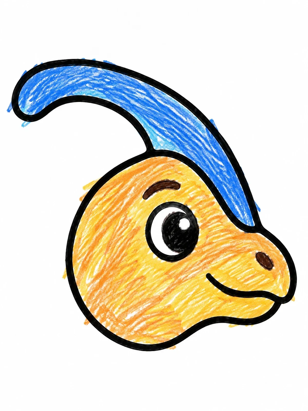 Colored example of the Cute Parasaurolophus Head Profile coloring page