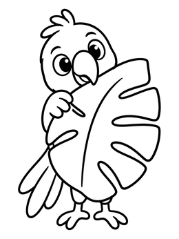 A friendly bird peeks out on this parrot coloring page.