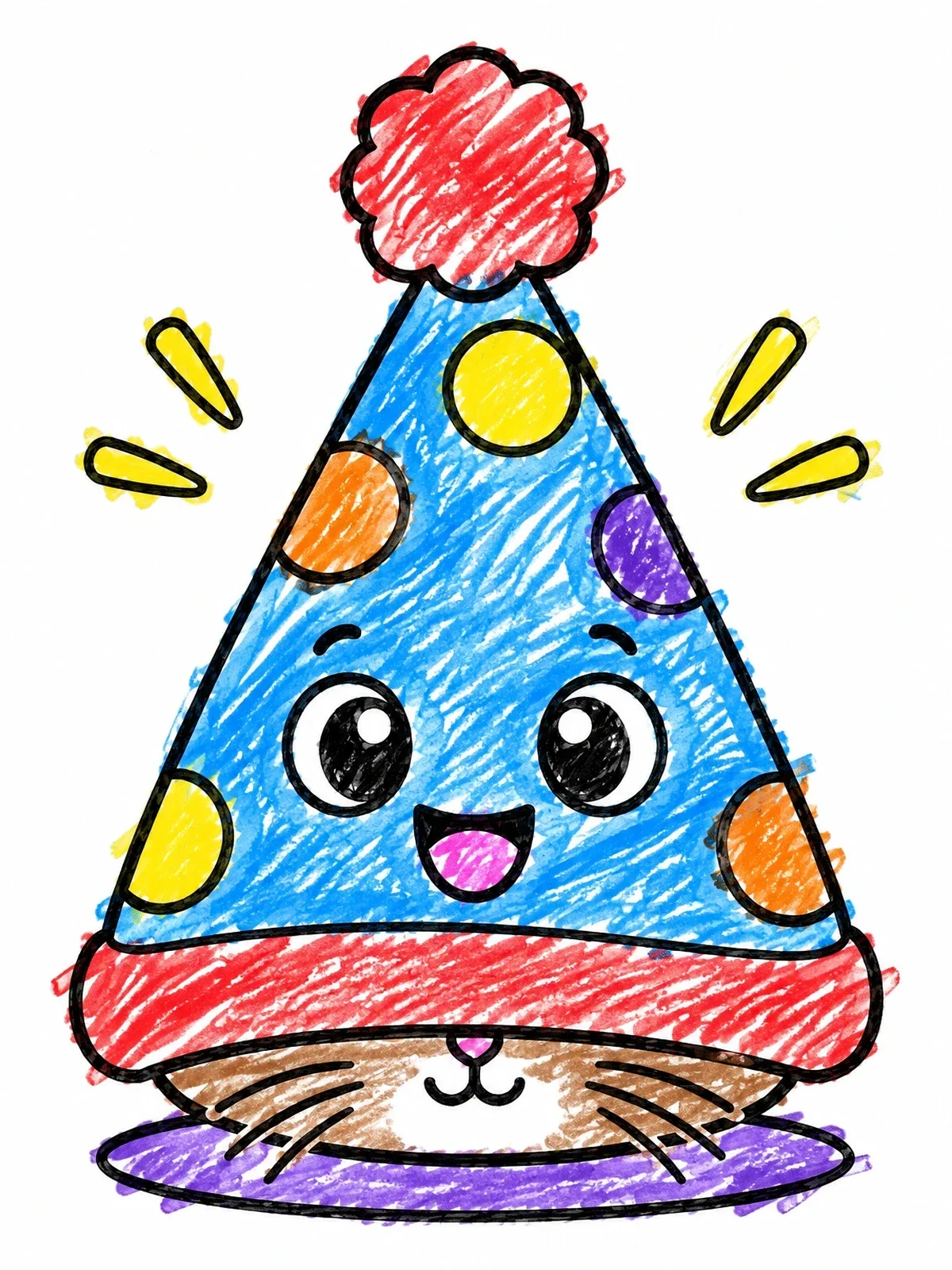 Colored example of the Cute Party Hat With Peeking Hamster coloring page