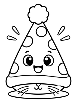 Free printable Cute Party Hat With Peeking Hamster coloring page
