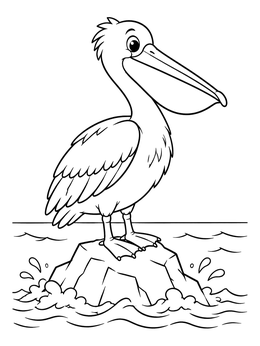 Free printable Pelican Perched On Ocean Rock coloring page