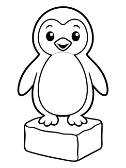 Free printable Cute Penguin On Ice Block coloring page