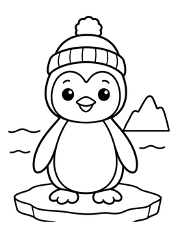Free printable Cute Penguin In Winter Beanie coloring page