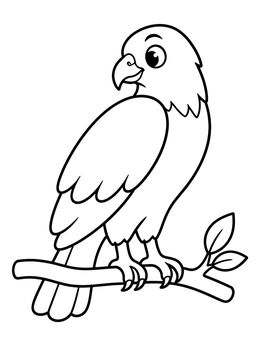 Free printable Cute Perched Hawk Looking Back coloring page