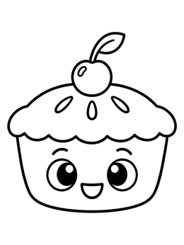 Free printable Cute Pie With Cherry On Top coloring page