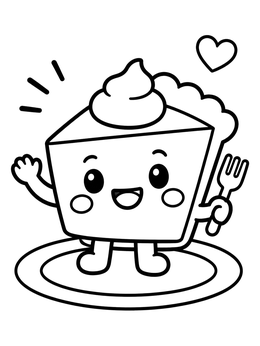 Free printable Cute Pie Slice With Fork coloring page