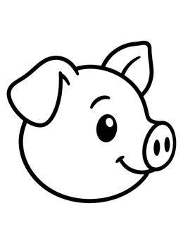 A simple pig coloring page showing a friendly cartoon piglet head in profile.