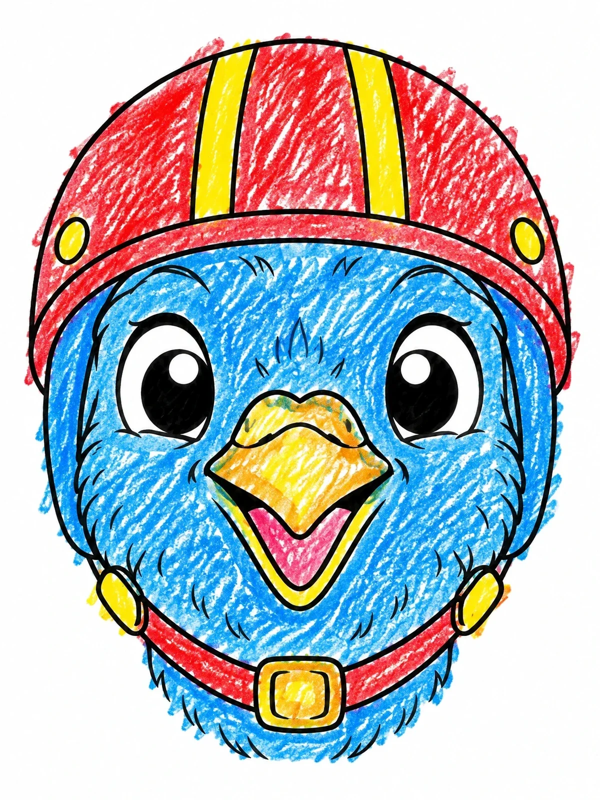 Colored example of the Cute Pigeon Wearing A Helmet coloring page