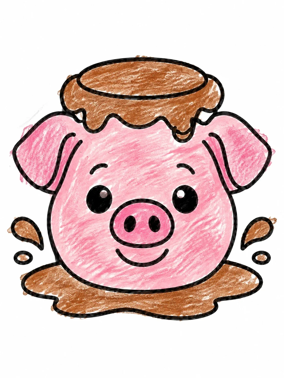 Colored example of the Cute Piglet Splashing In Mud coloring page
