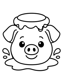 Free printable Cute Piglet Splashing In Mud coloring page