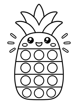 Free printable Cute Pineapple Pop It Toy coloring page