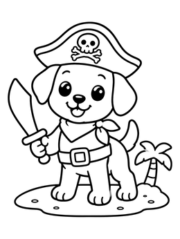 Free printable Cute Pirate Halloween Puppy coloring page