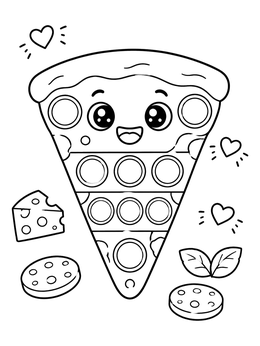 Free printable Cute Pizza Slice Pop It Toy coloring page