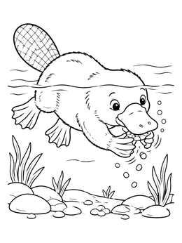 Free printable Cute Platypus Eating Underwater coloring page
