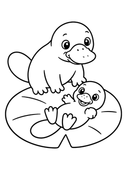 Free printable Platypus Pair On Lily Pad coloring page
