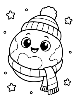 Free printable Cute Pluto In Winter Hat And Scarf coloring page