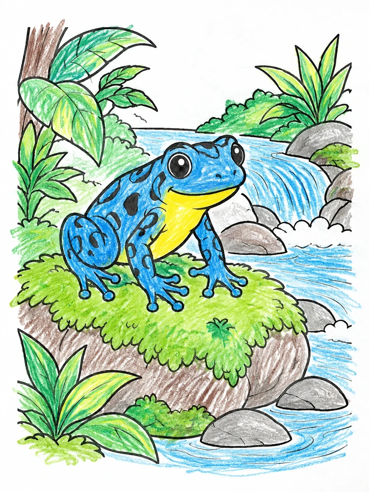 Colored example of the Cute Poison Dart Frog By Creek coloring page