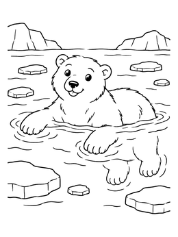 Free printable Cute Polar Bear Cub Swimming coloring page