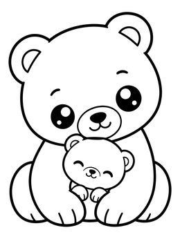Free printable Cute Polar Bear Mother And Cub coloring page