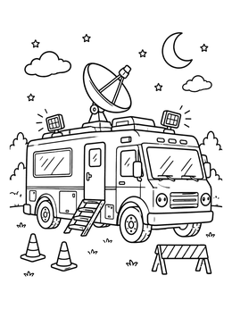 Free printable Cute Police Mobile Command Truck coloring page