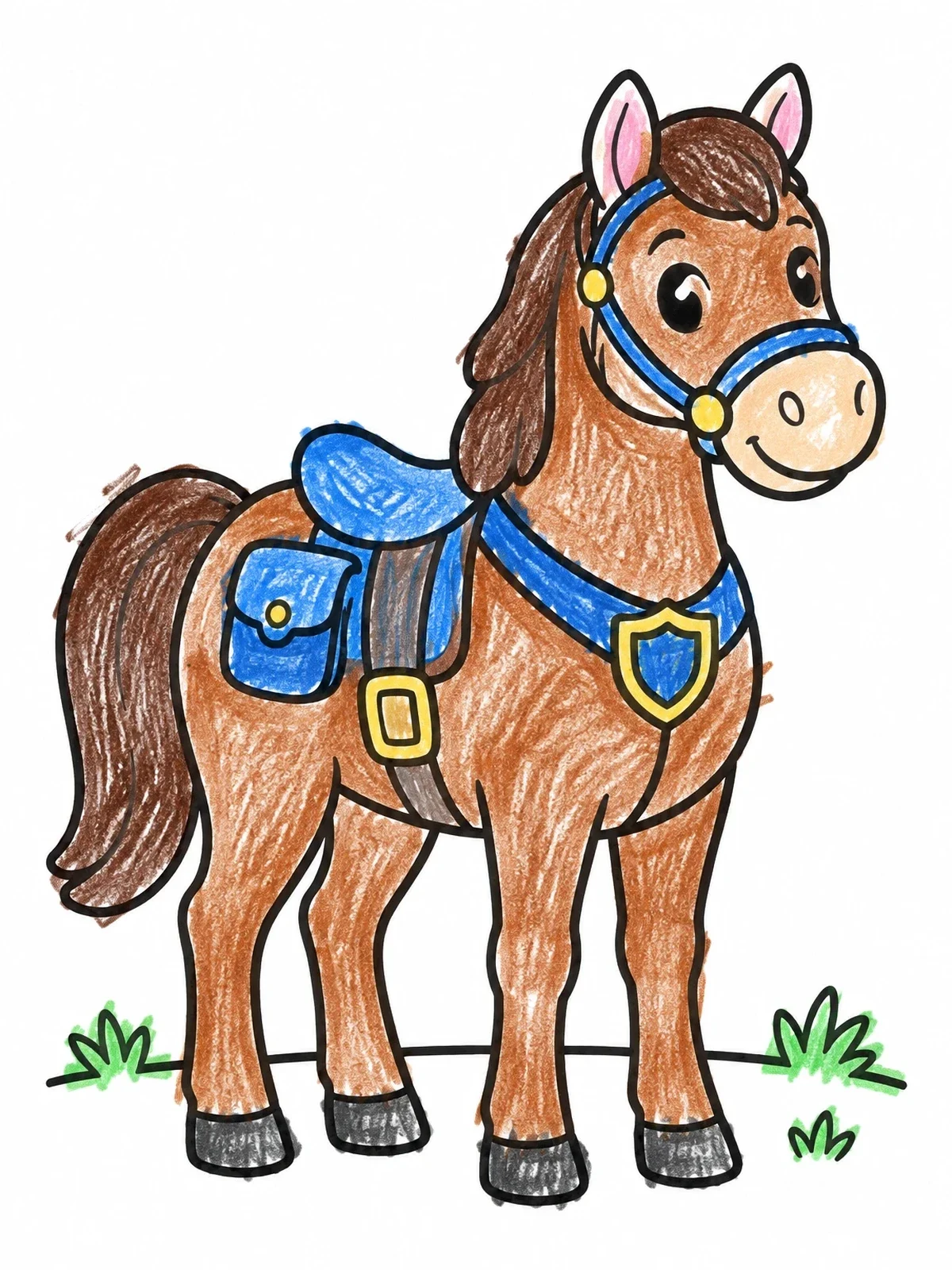 Colored example of the Cute Police Patrol Horse coloring page