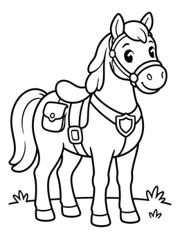 A friendly police patrol horse on this police coloring page.