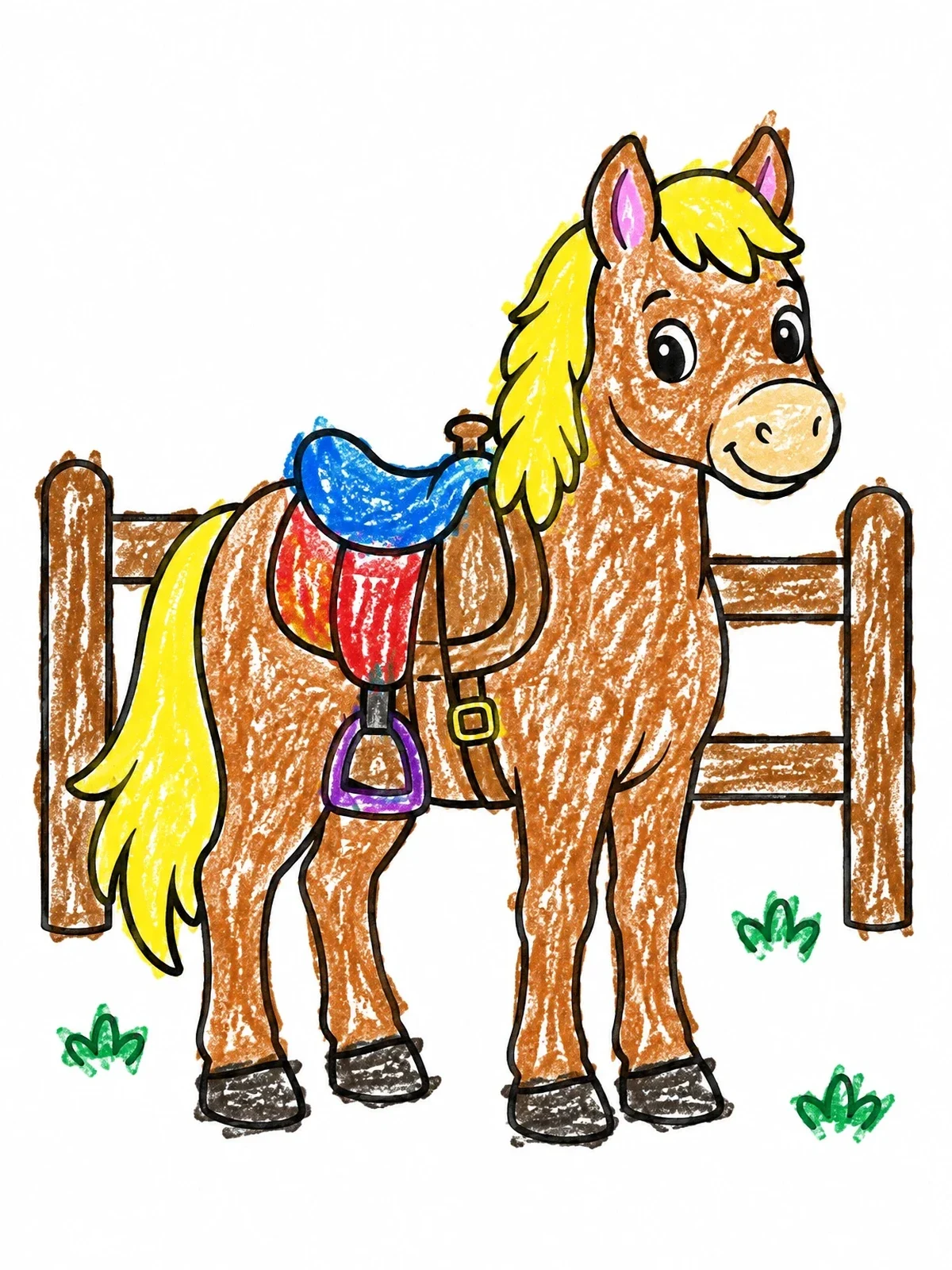 Colored example of the Cute Pony With Western Saddle coloring page