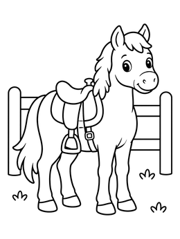 Free printable Cute Pony With Western Saddle coloring page