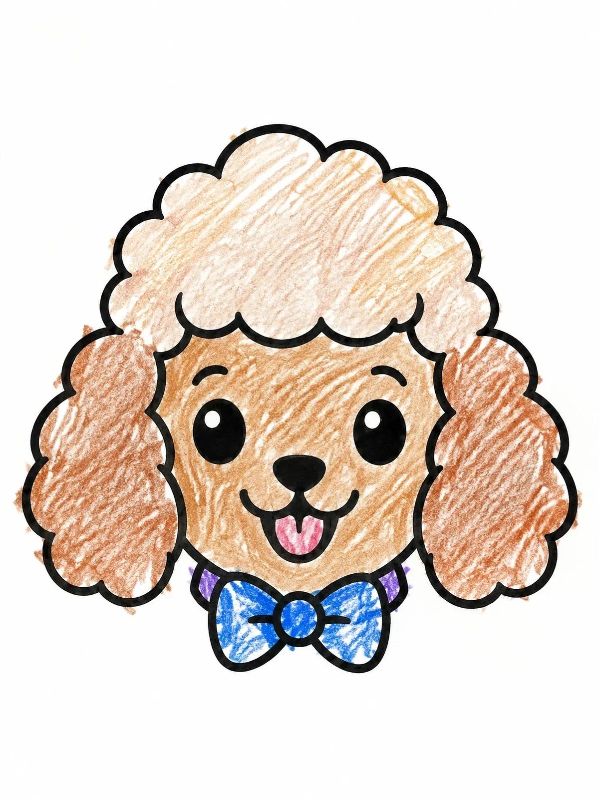 Colored example of the Cute Poodle Puppy With Bow Tie coloring page