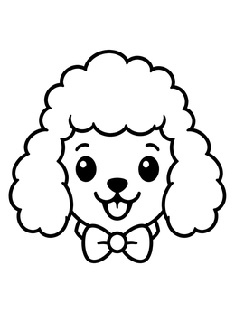 Free printable Cute Poodle Puppy With Bow Tie coloring page