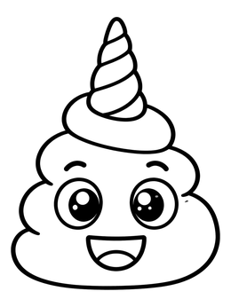 Free printable Cute Poop Emoji With Unicorn Horn coloring page