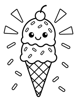 Free printable Cute Pop Art Ice Cream Cone coloring page