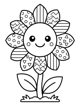 Free printable Cute Pop Art Pattern Sunflower coloring page