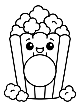 Free printable Cute Popcorn Box With Badge coloring page