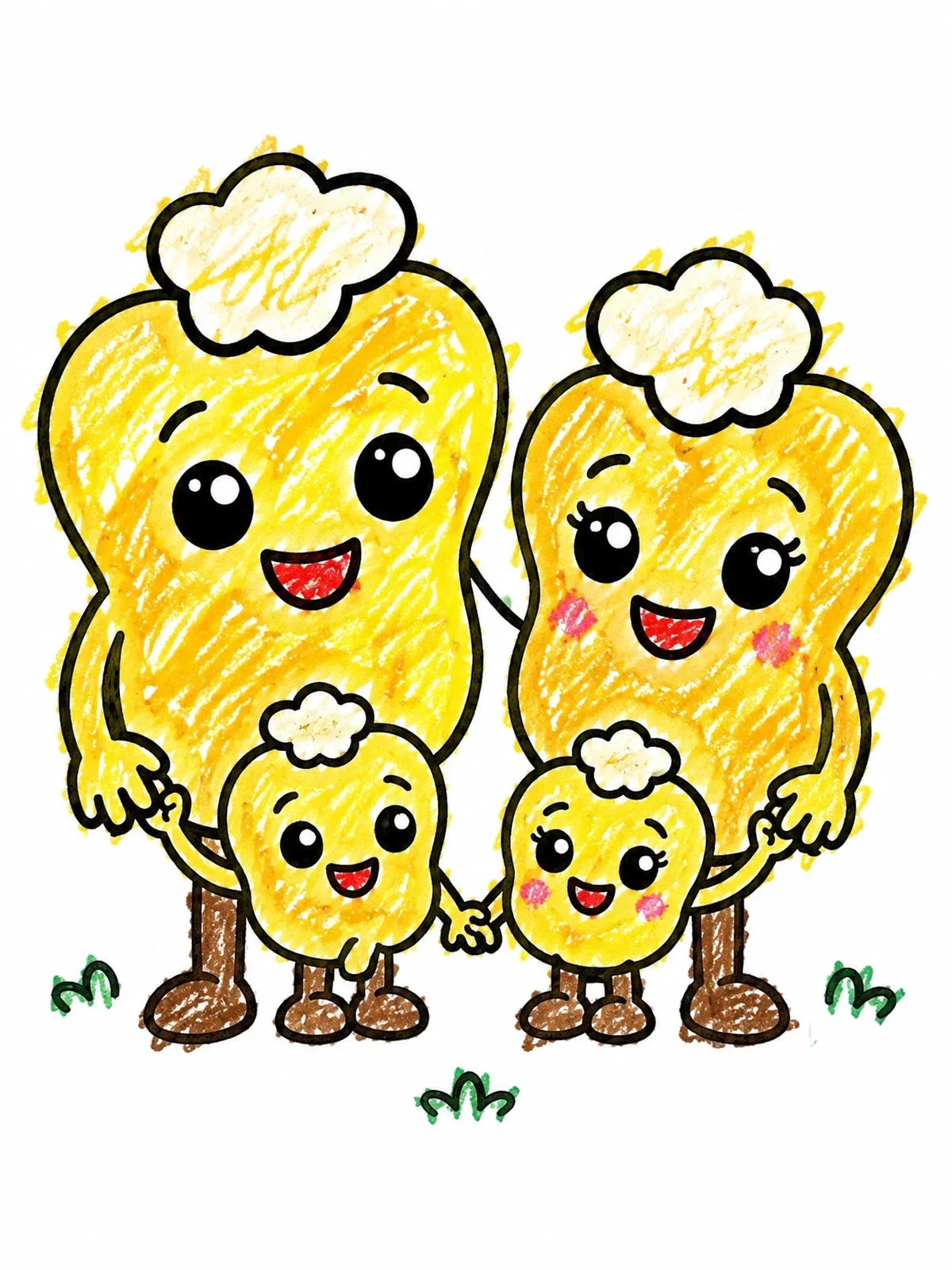 Colored example of the Cute Popcorn Kernel Family coloring page
