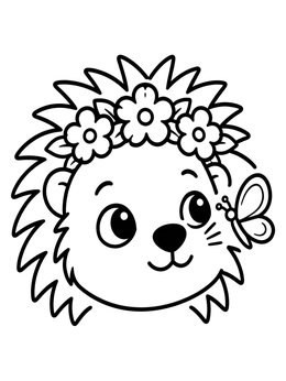 Free printable Cute Porcupine With Flower Crown coloring page