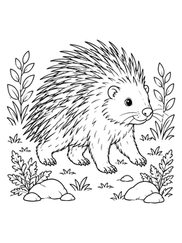 Free printable Cute Porcupine In The Forest coloring page