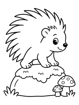 Free printable Cute Porcupine On A Mossy Rock coloring page