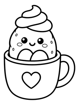 Free printable Cute Potato In A Cup coloring page