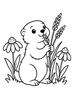 Free printable Cute Prairie Dog Nibbling Grass coloring page