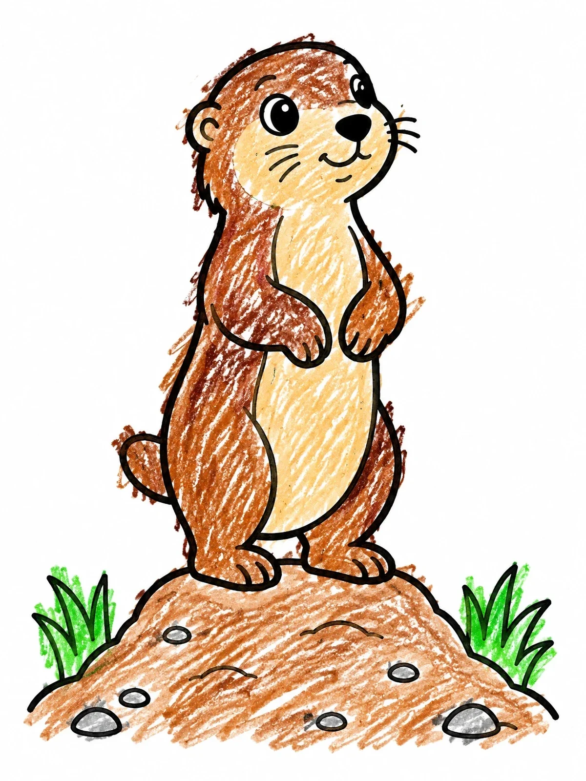 Colored example of the Cute Prairie Dog On A Mound coloring page