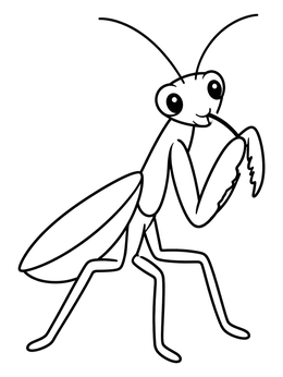 Free printable Cute Praying Mantis Grooming coloring page