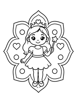 Free printable Cute Princess With Magic Wand coloring page