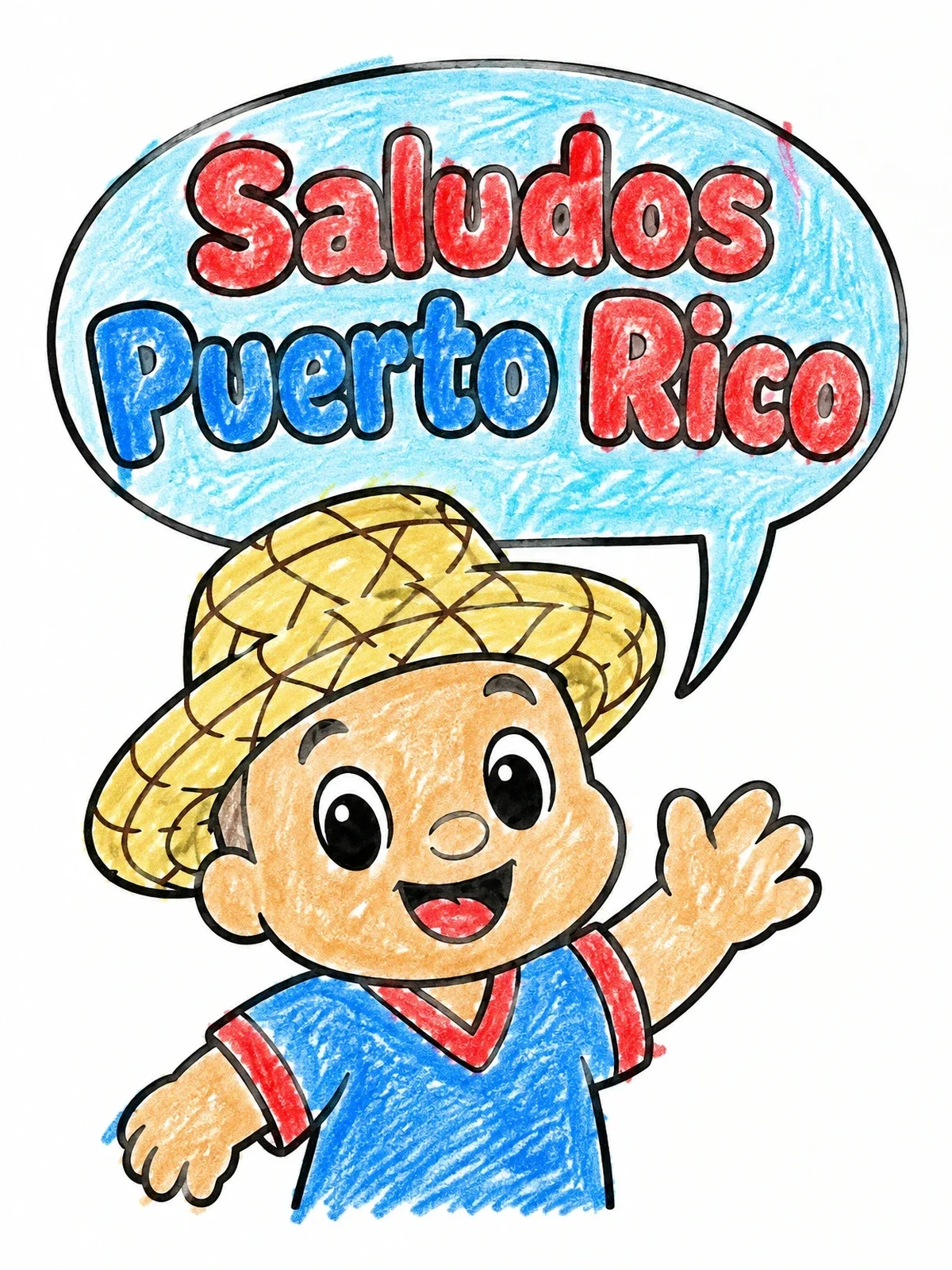 Colored example of the Friendly Boy Wearing A Traditional Hat coloring page