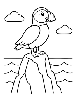 Free printable Cute Puffin On A Sea Rock coloring page
