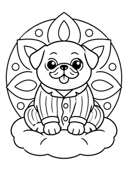 Free printable Cute Pug In Striped Pajamas coloring page