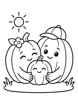 Free printable Cute Pumpkin Family Hug coloring page