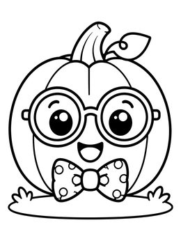 Free printable Cute Pumpkin With Round Glasses coloring page