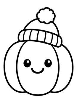 Free printable Cute Pumpkin In A Beanie Hat coloring page