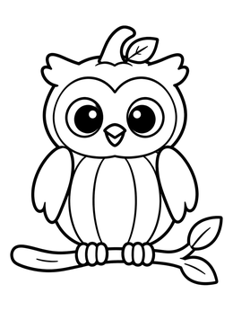 Free printable Cute Pumpkin Owl On Branch coloring page